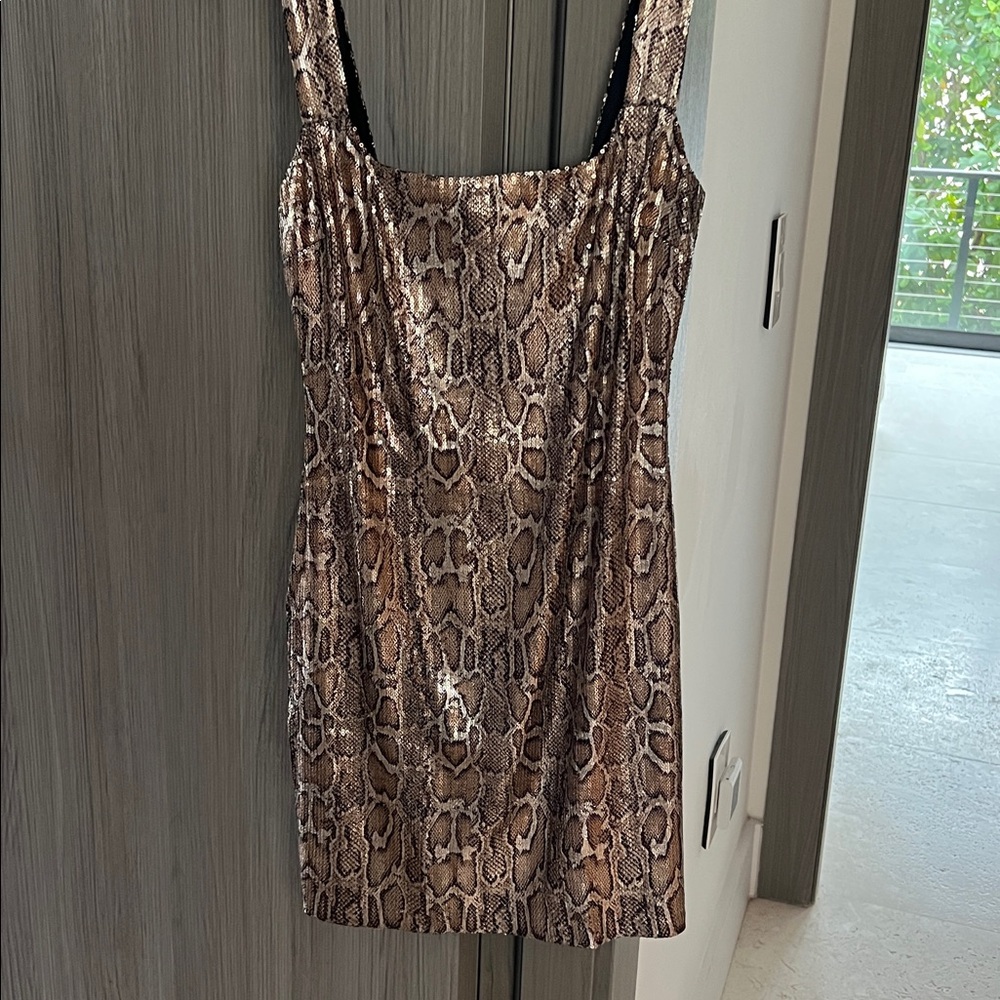 NWT $495 L'AGENCE Auden Snake Print Sequin Mini Dress Size XS - Picture 3 of 8